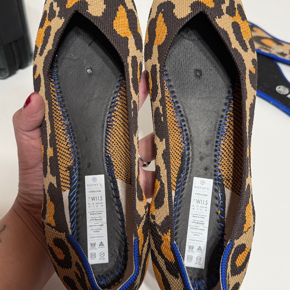 Rothy’s The Point Big Cat Leopard Print Flats - Picture 11 of 17